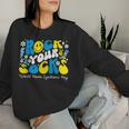 Rock Your Socks Down Syndrome Awareness Day Groovy Wdsd Women Sweatshirt Gifts for Her