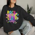 Rock The Staar Test Testing Day Retro Groovy Teacher Stars Women Sweatshirt Gifts for Her