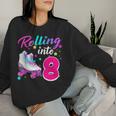 Rollin' Into 8 Roller Skating Rink 8Th Birthday Party Girls Women Sweatshirt Gifts for Her