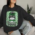 Shenanigans Squad St Patrick's Day Girls Messy Bun Women Sweatshirt Gifts for Her