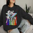 Skeleton Drinking Coffee Gay Pride Skull Lgbt-Q Ally Women Sweatshirt Gifts for Her