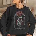 Skeleton Hand Rose Red Flower Gothic Tattoo Skull Occult Women Sweatshirt Gifts for Her