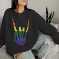 Skeleton Rock Hand Gay Pride Lgbt-Q Ally Rainbow Women Women Sweatshirt Gifts for Her
