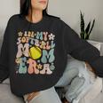 In My Softball Mom Era Mom Groovy Life Game Day Vibes Mama Women Sweatshirt Gifts for Her