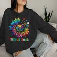 Taurus Souls Zodiac Tie Dye Sunflower Peace Sign Groovy Women Sweatshirt Gifts for Her