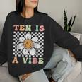 Ten Is A Vibe Cute Groovy 10Th Birthday Party Daisy Flower Women Sweatshirt Gifts for Her
