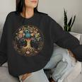 Tree Of Life Circle Flowers Illustration Cottagecore Women Sweatshirt Gifts for Her