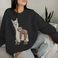 Trendy Funky Cartoon Chill Out Sloth Riding Llama Women Sweatshirt Gifts for Her