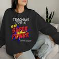 Trendy Pre-K School Teacher Superhero Superpower Comic Book Women Sweatshirt Gifts for Her