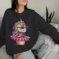 Unicorn Cupcake Cute Leopard Print Rainbow Unicorn Party Women Sweatshirt Gifts for Her