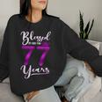 Vintage Blessed By God For 77 Years Old Happy 77Th Birthday Women Sweatshirt Gifts for Her