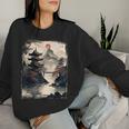 Vintage Japanese Flower Mountain View Landscape Graphic Women Sweatshirt Gifts for Her