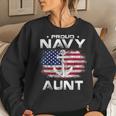 Vintage Proud Navy Aunt With American Flag Veteran Women Sweatshirt Gifts for Her