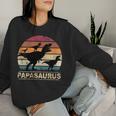 Women's Papasaurus Dinosaur Papaon Drei Kinder Dino Treble With-Neck Sweatshirt Frauen Geschenke für Sie