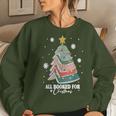 All Booked For Christmas Book Tree Lights Teacher School Women Sweatshirt Gifts for Her