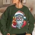 Hippie Santa Claus Peace Groovy Retro 70S Christmas Women Sweatshirt Gifts for Her