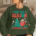 Groovy Tis The Season Christmas Hippie Hot Cocoa Pine Tree Women Sweatshirt Gifts for Her