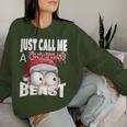 Just Call A Christmas Beast With Cute Little Owl N Santa Hat Women Sweatshirt Gifts for Her