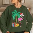 Pink Flamingo Christmas Palm Tree Tropical Xmas Women Sweatshirt Gifts for Her