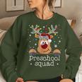 Preschool Squad Plaid Reindeer Santa Hat Teacher Christmas Women Sweatshirt Gifts for Her