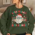 Retro Groovy Stay Merry And Bright Santa Claus Christmas Women Sweatshirt Gifts for Her