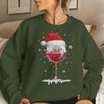 Wine Glass Santa Hat Christmas Lights Wine Lovers Women Sweatshirt Gifts for Her