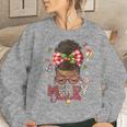 Merry Christmas Messy Bun Black African American Women Sweatshirt Gifts for Her