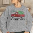 Merry Christmas White Buffalo Plaid Truck Tree Womens Women Sweatshirt Gifts for Her
