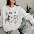 Calico Cat With Pot Plants Cat Lover For Mom Women Women Sweatshirt Gifts for Her