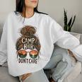 Camp Hair Don't Care Messy Bun Camping Camper Women Women Sweatshirt Gifts for Her