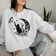 Cat Butterfly & Floral Moon Cat Lovers Cat Mom Women Sweatshirt Gifts for Her