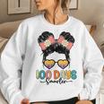 Cute 100Th Day Of School Girls Messy Bun 100 Days Smarter Women Sweatshirt Gifts for Her