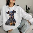 Damen Miniatur Pinscher Hund Mama Papa Liebe Welpe Haustier Mit-Ausschnitt Sweatshirt Frauen Geschenke für Sie