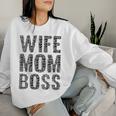 Damen Spüche Damen Wife Mom Boss Muttertag Geschenk Mama Mutter Mit-Ausschnitt Sweatshirt Frauen Geschenke für Sie