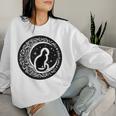 Drawing Cat Sitting On Crescent Moon Flowers Stars Women Women Sweatshirt Gifts for Her