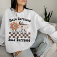More Espresso Less Depresso Retro Groovy Flowers Coffee Cups Women Sweatshirt Gifts for Her