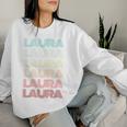 First Name Laura German Girl Purple Retro Nametag 80S Family Women Sweatshirt Gifts for Her