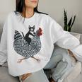 Cat Riding Chicken Tuxedo Cat On A Chicken Lover Women Sweatshirt Gifts for Her