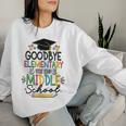 Goodbye Elementary Next Stop Middle School Groovy Graduation Women Sweatshirt Gifts for Her