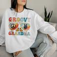 Groovy Grandma 70S Vibe Bday Colors Groovy Peace Sign Women Sweatshirt Gifts for Her