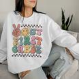 Groovy Last Day Of School 1St Grade Peace Out First Grade Women Sweatshirt Gifts for Her