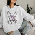 Happy Easter Cute Bunny Face Tie Dye Glasses Rabbit Girl Kid Women Sweatshirt Gifts for Her