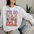 I'm So Egg-Stra Cute Bunny Egg Hunt Retro Groovy Easter Day Women Sweatshirt Gifts for Her