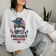 Messy Bun 4Th Of July Pregnant Patriotic Af American Flag Women Sweatshirt Gifts for Her