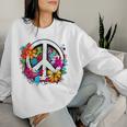 Peace Symbol Zeichen Blumen Frieden Flower Power Peace Sign Sweatshirt Frauen Geschenke für Sie