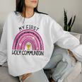 Rainbow My First Holy Communion Girl Church Religious Women Sweatshirt Gifts for Her