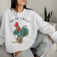 Retro Oo-De-Lally Singing Rooster Vintage Guitar Chicken Women Sweatshirt Gifts for Her