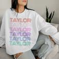 Retro Taylor Girl Boy First Name Pink Groovy Birthday Party Women Sweatshirt Gifts for Her