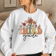 Retro Wildflowers Third Grade Teacher Student Back To School Women Sweatshirt Gifts for Her