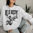 He Is Rizzin Basketball Retro Christian Religious Women Sweatshirt Gifts for Her